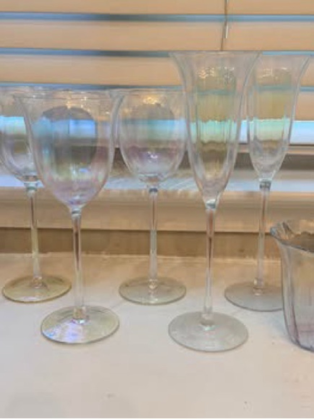 Anthropologie Fleur Glassware Collection Iridescent Set of 8 - Picture 2 of 5